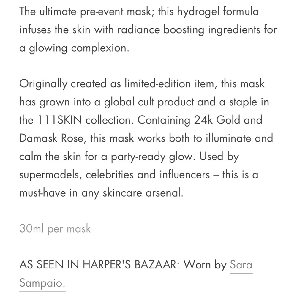 111SKIN Rose Gold Bright Facial Treatment/Mask - Picture 3 of 4